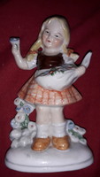 Antik német SITZENDORF porcelán VIRÁGOT SZEDŐ LEÁNY figura 13 cm a képek szerint