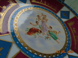 Altwien wall plate with the porcelain painter's signature, angel and nymph designs, gold rim designs