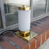 Bauhaus - art deco copper table tube lamp renovated - milk glass tube cover