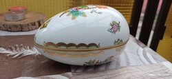 Herend porcelain, egg-shaped jewelry holder. With seal mark, victorian pattern decor. Flawless.