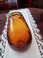 Muránói kontrollált buborékos barna kézi üveg váza
