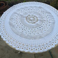 Crocheted round tablecloth