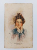 Old postcard art drawing postcard lady