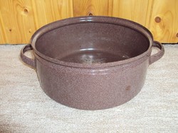Retro enameled large pot with a foot - 32 cm diameter - 1970s