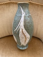A mai nap ajánlata !!!Gorka  Lívia : türkiz madaras váza 29 cm magas