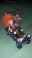 Retro funny, humorous, detailed polyresin figure punk couple driving a car 14 x 16 x 8 cm according to the pictures