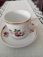 1 hólloháza wild rose patterned porcelain coffee cup + 1 saucer