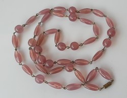 Vintage rose quartz? String of pearls with copper spacers