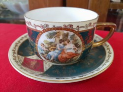 Alt wien viktoria schmidt & co 1918-1939 gilded hand painted tea and coffee cup set