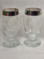 Thick glass-walled glasses with silver rims, middle/second half of the 20th century, unknown manufactory