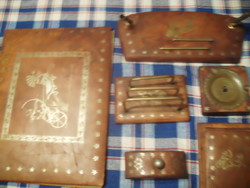 Antique art deco leather desk set