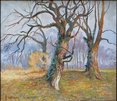 Painting, Szemeney Ferenc, old trees