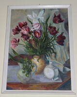 Miklós Tóth: tulips still life watercolor
