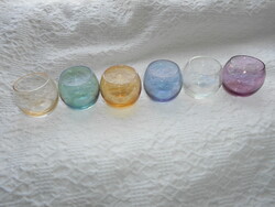 6 db  színes  gömb üvegpohár- kissé lüszteres