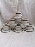 6 Great Plain silver - burgundy striped coffee cups with coasters