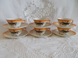 6 Victorian porcelain cups with bottoms