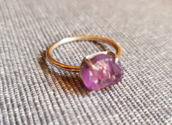 Silver ring with purple stones