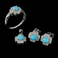 True turquoise 61 and 925 silver ring fulbevalo medal set