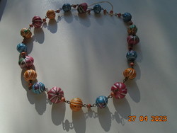 Hand Painted Handmade Unique Ceramic Colorful Melon and Pumpkin Beaded Necklaces