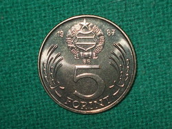 5 Forint 1987! Only 30,000 pieces. ! It was not in circulation! It's bright!
