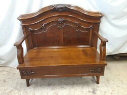 Restored Viennese baroque bench with arms