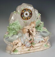 Secession ceramic clock with figures of children picking grapes