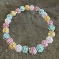 Colored rock crystal pastel colors women's mineral bracelet
