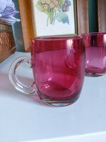 2 darab 19. századi füles üveg pohár, csodaszép rózsaszín színben. Nagyházi Galériában vásároltam