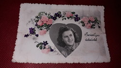 Antique hearty floral greeting photo 10 x 7 cm according to the pictures
