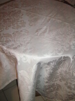 Beautiful baroque pattern elegant shiny snow white silk damask tablecloth large runner