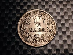 Németország ½ Márka, 1915 Verdejel F - Stuttgart