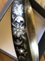Antique enameled silver bracelet, mourning jewelry