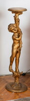 Gilded wooden pedestal - with the figure of a small child