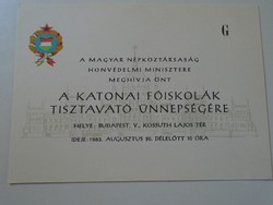 D195153 tíszvatás 1983 invitation - Ministry of National Defense Budapest - Kossuth Lajos tér