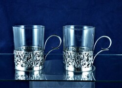 Very nice, antique, silver glasses in a pair, approx. 1890!!!