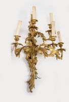 Aranyozott bronz falikar -  akantuszlevél forma, 2 emeletes