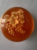 Szőlő mintás narancs színű bakelit vagy plexi ékszertartó dobozka