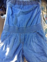 Strapless denim overalls with shorts, denim dress for size 36
