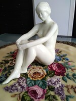 Rare Hólloháza female nude statue with lifelike representation, old markings!