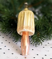 Régi üveg karácsonyfa dísz  álló lámpa 12cm