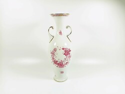 Herend, purple Appony pattern vase, hand-painted porcelain, flawless (h119)