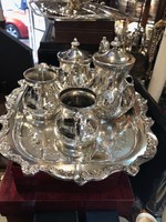 Silver-plated pouring and sugar holder set with tray, 4 pieces of beauty.