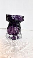 Ingrid-glass rock crystal glass vase, 11.5 cm, diameter: 8 cm, 540 gr., two layers purple and transparent