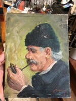 XX. század eleje, magyar festő festménye, olaj, vászon, 25 x 25 cm-es,szignált
