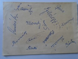 D195306 autograph signatures - football - iron 1958 - kamarás, illovszky, teleki, szilágyi i, palásti