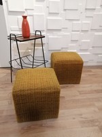 A pair of retro 70s small poufs