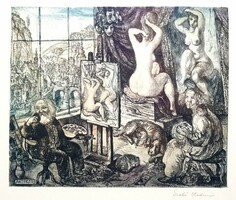 Szabó Vladimir - Aktfestő 25 x 29 cm rézkarc, papír