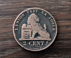 2 cent,Belgium 1863