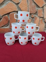 6 pieces of flawless Zsolnay polka dot mugs, nostalgia pieces, collectors' items