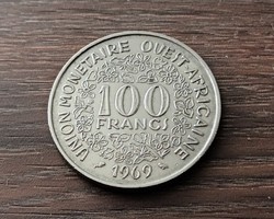 100 frank,Nyugat-Afrika 1969